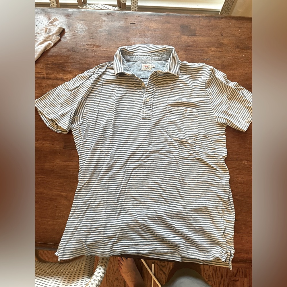 Men’s Faherty Shirt - Size Large - blue/white stripe